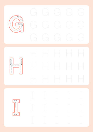 Kindergarten Tracing Letters Worksheets  Alphabet trace worksheet  vector illustrationのイラスト素材