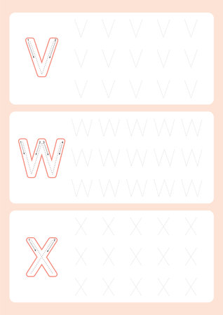 Kindergarten Tracing Letters Worksheets  Alphabet trace worksheet  vector illustrationのイラスト素材
