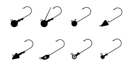 Set of Jig Head Hook isolated on white background vector illustrationのイラスト素材