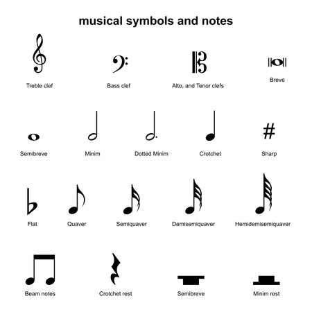 set of musical symbols , Elements of musical symbols, icons and annotations. vectorのイラスト素材
