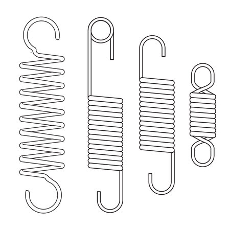 Metal coil  springs . Spiral Flexible Wire. Metal Spiral. coil spring isolated on white background vectorのイラスト素材