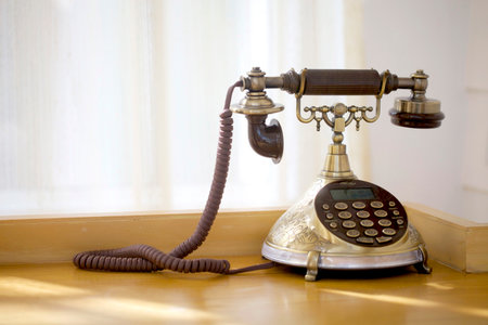 Vintage Telephone on the tableの写真素材