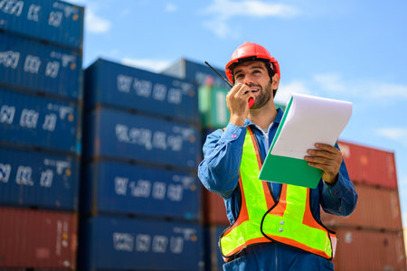 Warehouse engineer working at container yard
