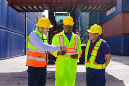 Warehouse engineer working at container yard