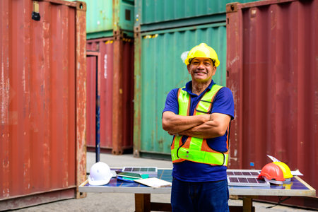 Warehouse engineer working at container yard