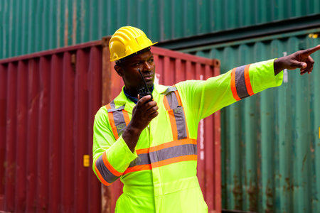 Warehouse engineer working at container yardの写真素材