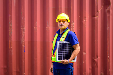 Warehouse engineer working at container yardの写真素材
