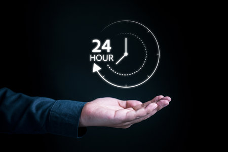 24hour open, work 24 hour, serviceの写真素材