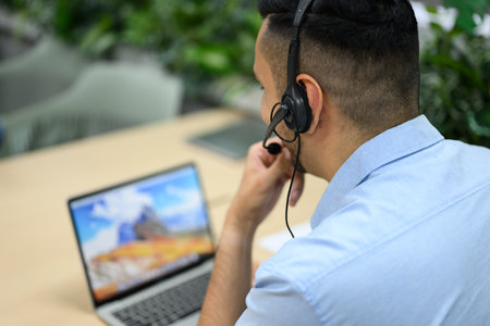Smart businessman working in office, Male manager using laptop workingの写真素材