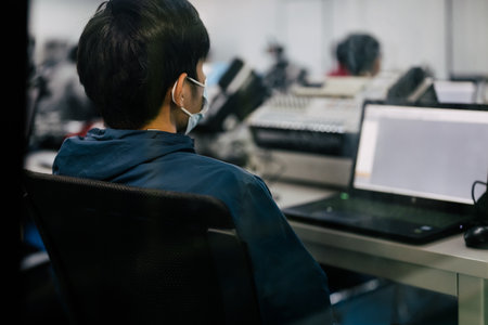 People studying and learning robot operating system at manufacturing automationの写真素材