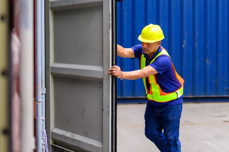 Warehouse engineer working at container yard