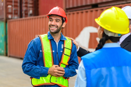 Warehouse engineer working at container yardの写真素材