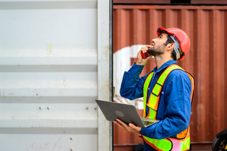 Warehouse engineer working at container yard