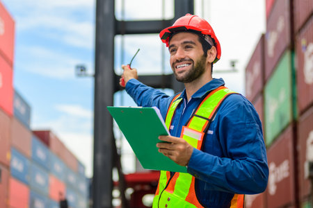 Warehouse engineer working at container yard
