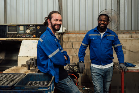 Engineer technician controlling robotic arms on computer laptopの写真素材