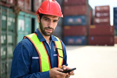 Warehouse engineer working at container yard