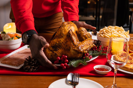 Special food on table in the dinning room for Christmas dinner celebrationの写真素材