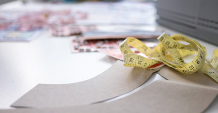 Clothes business owner concept, Fashion studio office fabric equipment stylistの写真素材