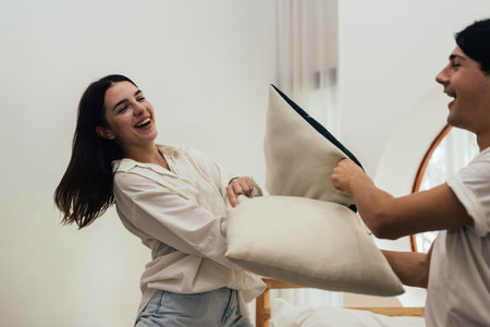 Couple of romantic young people at home, Vintage style photoの写真素材