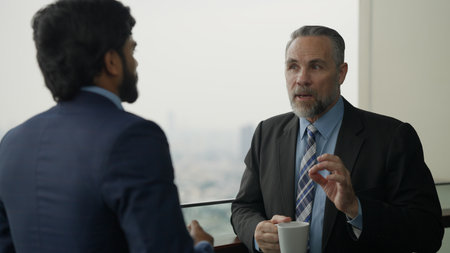Businessman talking with company partner meeting to plan business projectの写真素材