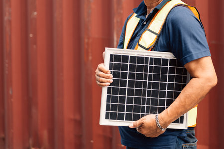Warehouse engineer worker working at industrial container yardの写真素材