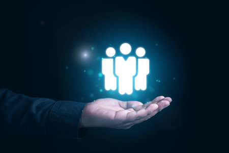 Teamwork and human resource management, People with teamwork iconの写真素材