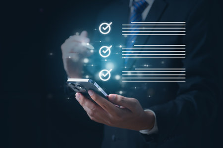 check list on smartphone. business check list on mobile