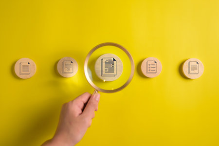 Business document paper icon, Document Management System, DMSの写真素材