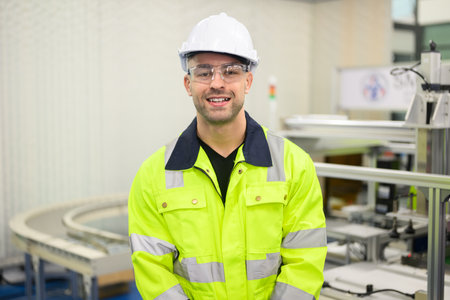 Portrait of electrician working with terminal power cable equipment