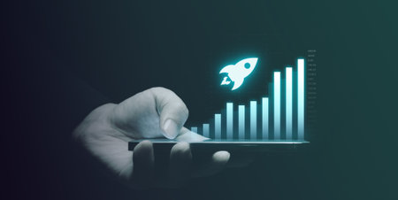 Business people with virtual graph growth and financial plan chart