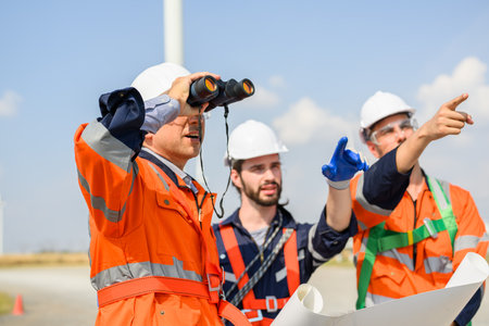 Engineer working with confident. Worker outdoor working. Mega project construction.の写真素材