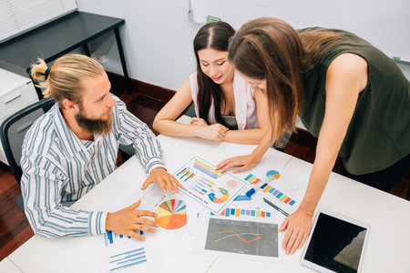 Group of professional business people meeting and briefing together
