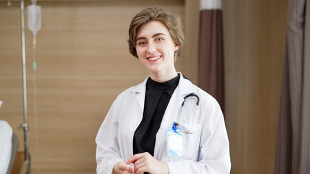 Medical staff with morning briefing in hospital, Healthcare conceptの写真素材