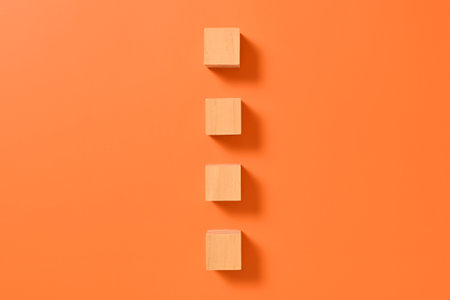 Wooden cubes mock up on abstract background for business concept, Business process, Copy space, Wooden blocks with copy space for text or symbols, Background with copy spaceの写真素材