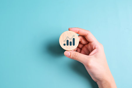 People holding virtual business graph growth with arrow upの写真素材