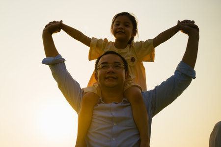 Family enjoying with outdoor activities travel trip on vacationの写真素材