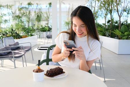 A woman is using a smart phone for various daily activities. The photo is of high quality.