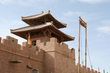 Ancient Chinese fort and military camp, Dunhuang,Chinaのeditorial素材