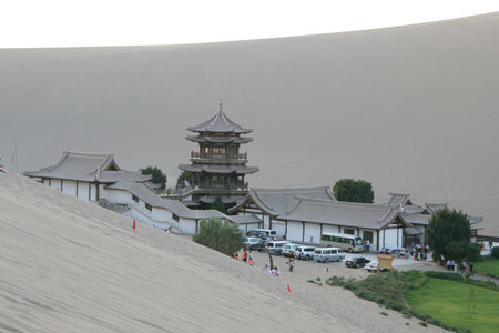 Architecture at Mingsha San oasis Dunhuang, Chinaの写真素材