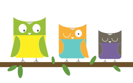 3 Owls familyのイラスト素材