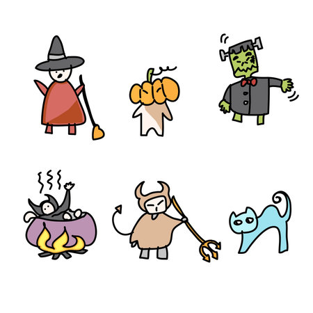 hand draw halloween cartoon vectorのイラスト素材