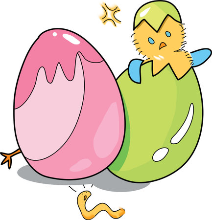 birthday egg cartoon hand drawn illustrationのイラスト素材