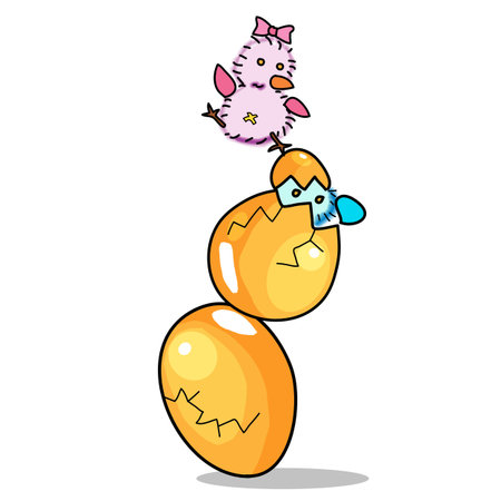 birthday egg cartoon hand drawn illustrationのイラスト素材