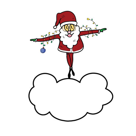 funny santa claus cartoon hand drawn illustrationのイラスト素材