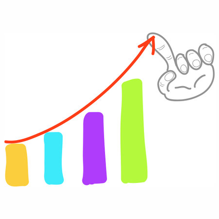 hand-drawn graph bar chart business growth illustrationのイラスト素材