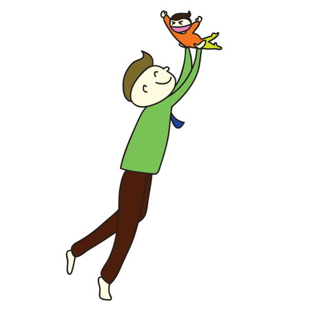 hand-drawn cartoon lovely dad for father dayのイラスト素材