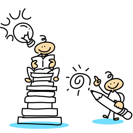 hand-drawn cartoon creativity vector setのイラスト素材