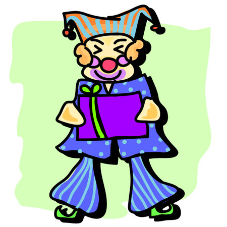 hand-drawn joker with gift illustrationのイラスト素材