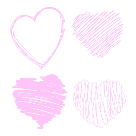 idea sketch of different loving heartsのイラスト素材