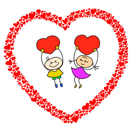 hand-drawn heart sketch design for valentineのイラスト素材